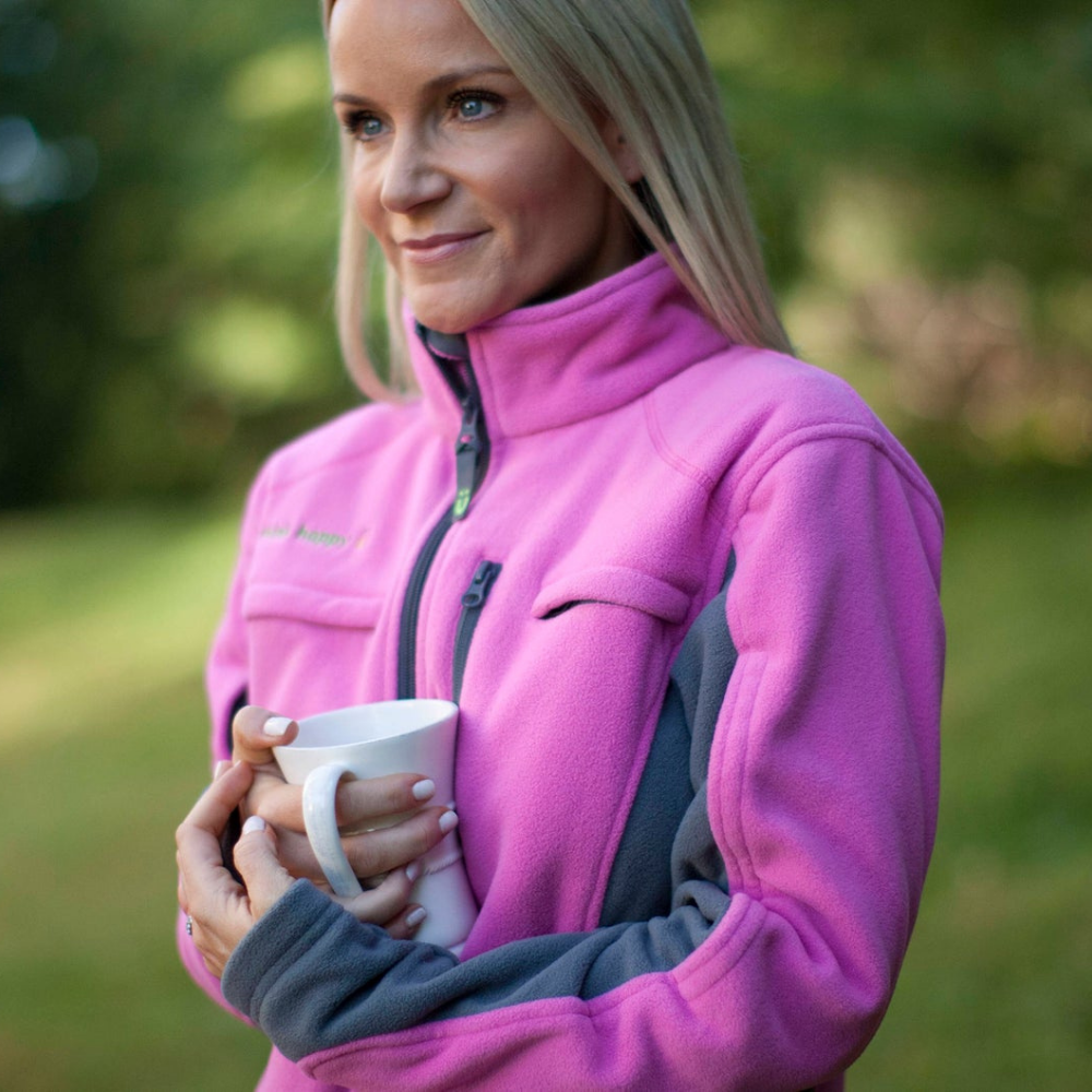 CAN Logo: Ladies Microfleece Jacket - White - American Cancer